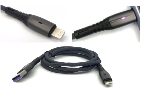 USB AM to iPhone Data & Charging Cable with LED 1m